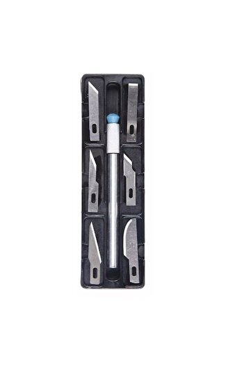dalip Set of Cutters with 6 Blades for Precise Modeling or Hobby, Magnetic Storage Box, Silver
