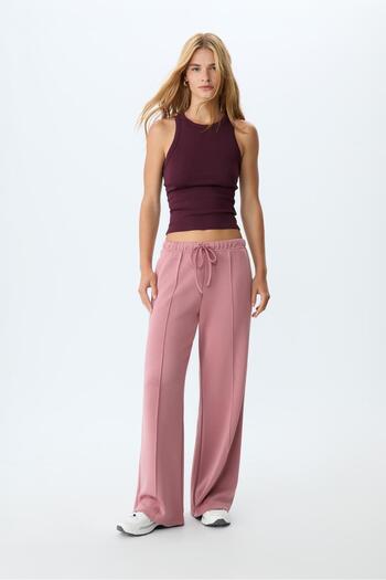Stradivarius Soft-touch wide-leg trousers with seam detail