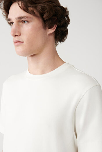 Avva Men's White Printed Crew Neck Soft Touch T-Shirt A41Y1328
