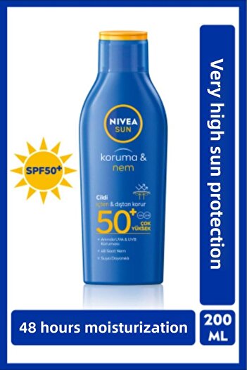 NIVEA Sun Sunscreen Lotion 200ml, Spf50, Moisturizing, Uva/Uvb Protection, Waterproof