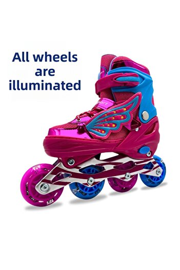 İMVULA Professional Angel Wing Lighted Silicone Wheels Adjustable Child-Adult Roller Skates