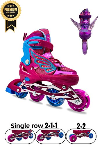 İMVULA Professional Angel Wing Lighted Silicone Wheels Adjustable Child-Adult Roller Skates