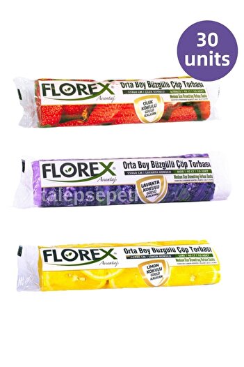 Florex 3-Piece Strawberry, Lavender, Lemon Scented Drawstring Medium Garbage Bag 55x60cm