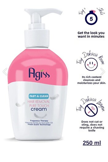 AGISS Agiss 250 ml Depilatory - Cream Lotion, 10 Natural Cured Hair Reducer with E-Vitamin
