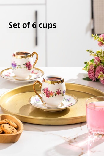 Porsima 3189 Aurora 12 Piece Gilded Porcelain Turkish Coffee Cup Set