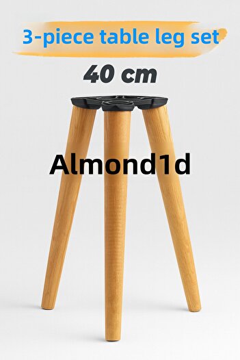 Badem10 Coffee Table Leg Set of 3 40 cm Cylinder Furniture Leg Accessory Legs Brown Painted Natural Wood