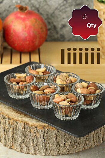 Heredot Mithra Life 6-Piece Glass Coffee Side Turkish Delight Bowl, Mini Sauce Bowl, Jam Bowl, Mini Bowl Mit1172