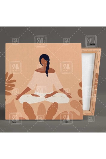SML TABLO Fată care face yoga Ilustrație minimă Pictură pe pânză pătrată