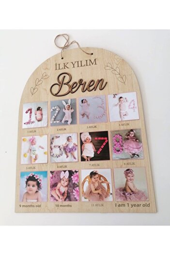 ankara magnet organizasyon 12 Months Photo Frame Wooden /First Year Of
