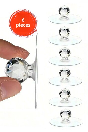 adornazzle 6 Pieces of Adhesive Handles, Cabinet Drawer Handles, Trash Can Lid Handles - Adhesive Crystal Handles