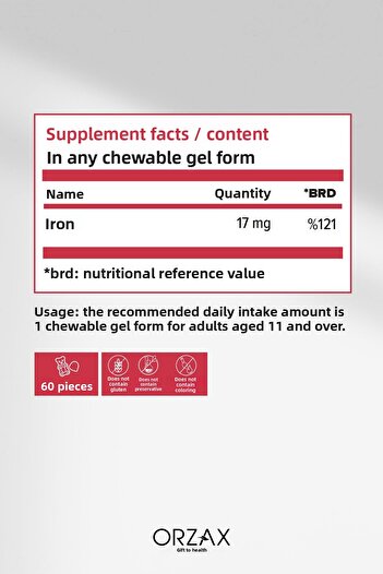 Orzax Ocean Gummies Iron Extra Iron-Containing Supplement Food 60 Pcs Chewable Gel Form