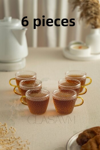 clasavm Silva Clear Glass Set of 6 Coffee Espresso Tea Cups 110 ml - Modern and Elegant Design | 6 Glasses