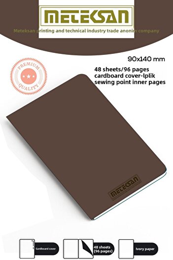 Meteksan 9X14 cm Size Pocket Notepad Ivory Paper Textured Cardboard Cover Thread Stitching