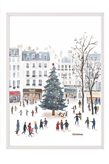 Postifull White Framed Painting, Artistic Design Wall Painting, New Year's Comfort Series No:108762