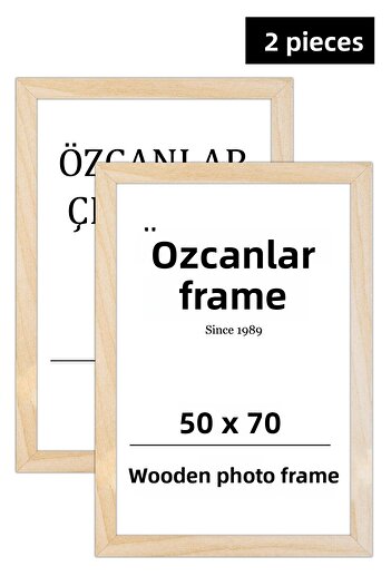 ÖZCANLAR ÇERÇEVE Set of 2 Wooden Frame Wooden Picture Frame 50x70 Natural Wooden Frame Raw Wood