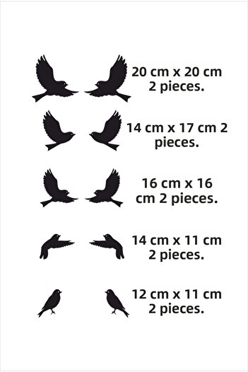 TRC TRAFİK Flying Birds Decorative Wall Sticker Flock of Birds White (10 Pieces)