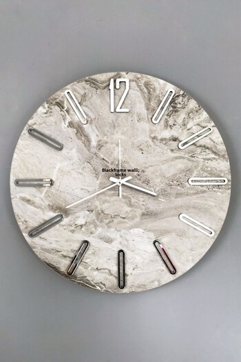 Blackframe - New Modern Style - White Marble - 45cm Wall Clock