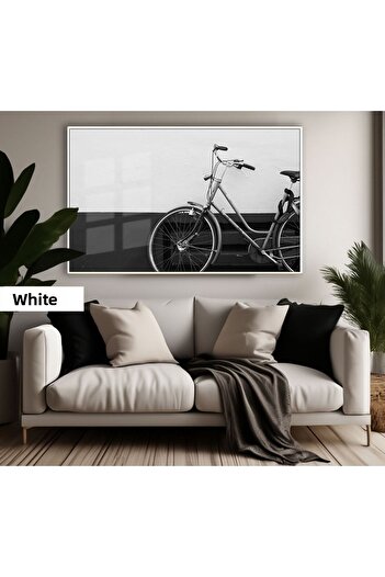 Harikabirev Amazing | Black&White Color Bike Model | Framed Tempered Glass Table Single Horizontal