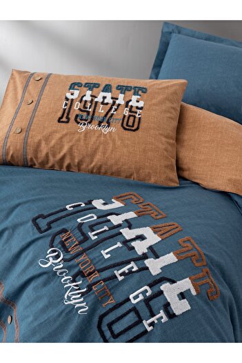 Cotton Box Mood Embroidered - Ranforce Single Duvet Cover Set State Cinnamon