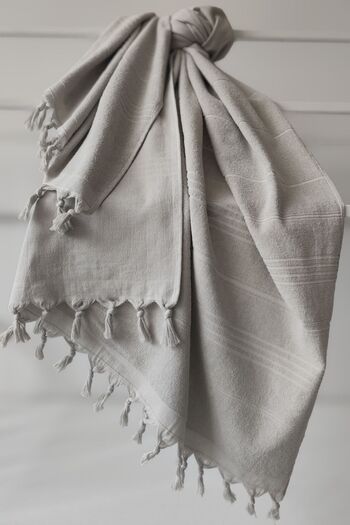 Sevim 100% Cotton Towel Peshtemal 90X170Cm - Beach & Pool Towel - Light Gray