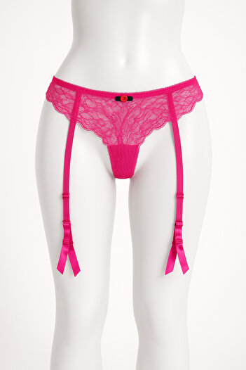 Lemila Garter belt with thong panty, bright pink
