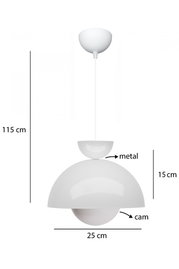 HOMİNG Homing Nuuq İskandinav Tarz Camlı Metal Beyaz Sarkıt  241340