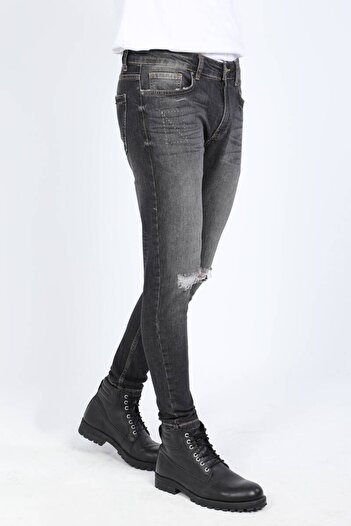 MARKAPIA Black Ripped Skinny Fit Men's Jean Trousers