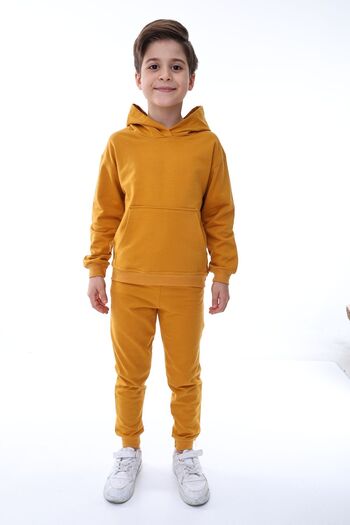 ZUZUNGA Basic Hooded 2 Thread Raster Kangaroo Pocket Παιδική φόρμα 3-10 ετών Χακί