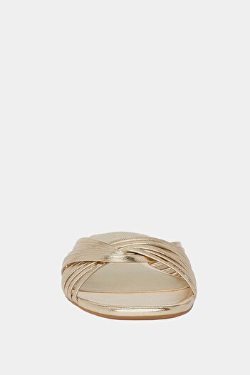 Katy Perry The Halie Intertwined Slide Women's Gold Cross Strap Slippers