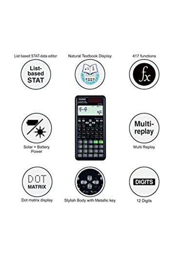 Casio آلة حاسبة علمية دالة FX-991ESPLUS الإصدار الثاني، لون أسود ومتعدد الألوان