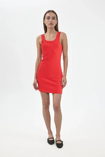 DeFacto Coool Bodycon Body Hugging Basic Plain Ribbed Camisole Sleeveless Mini Dress A0732Ax23Sm