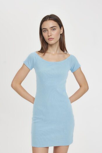DeFacto Coool Bodycon, fără bretele, cu mânecă scurtă, mini rochie A7362AX24SM