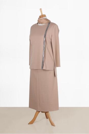 Alvina Slim Strip Detail Double Skirt Suit 20186