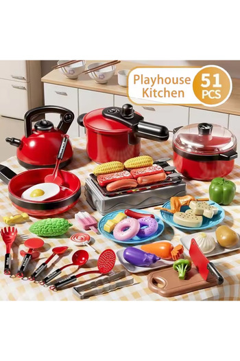Choice 51pcs Children's simulated high fidelity cooking toys, home and school use chefs to pretend toy sets