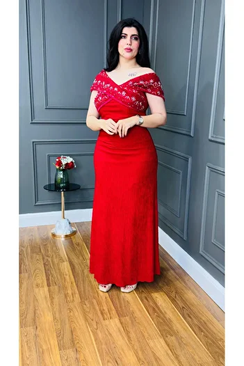 MILA WORLD Elegant off-shoulder embroidered evening dress