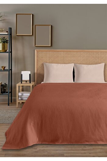 Evim 100% Natural Cotton 4 Layer Muslin Luxury Double Pique Set Light Tile 200X230Cm