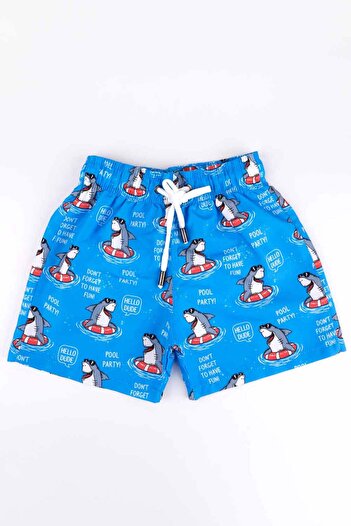 Le Mabelle Costum de baie pentru băieți cu model Blue Shark, pantaloni scurți