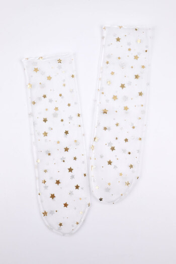 Le Mabelle White Tulle Socks for Girls - Little Star Detailed