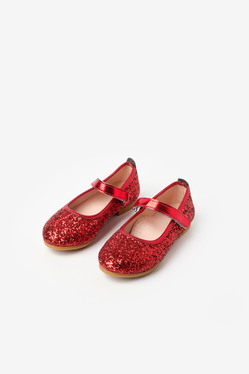 Le Mabelle Red Glittery Velcro Girls Shoes