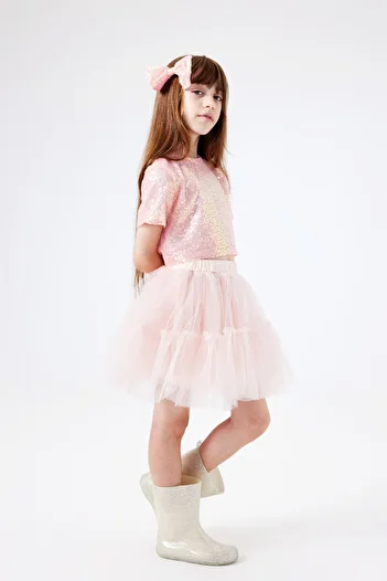 Le Mabelle Freya Double Set - Salmon Tulle Skirt and Sequin Detail