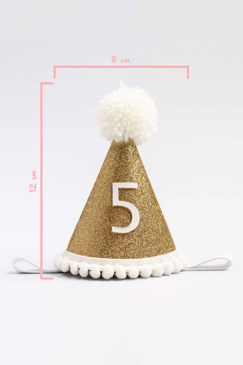 Le Mabelle Κορώνα γενεθλίων Ecru 5 Years Pompom Funnel