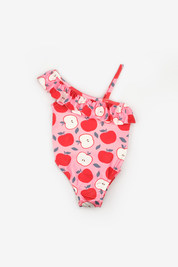 Le Mabelle Pink Apple Pattern Girl's Swimsuit