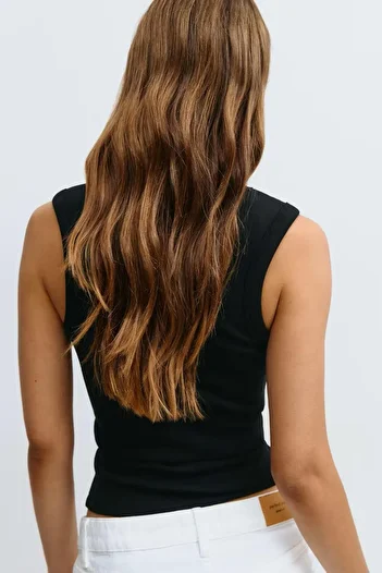 Madmext Black V-Neck Women's Undershirt Mg2292