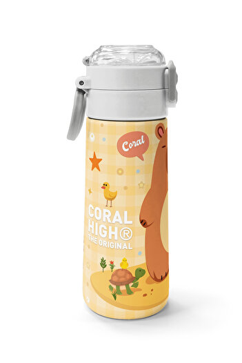 Coral High Kids Kapibara Patterned Steel Thermos with Straw and Direct Drinking 500 ml 31793