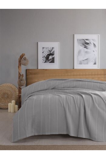 Sevim Single Waffle Pike 160X230Cm, 100% Cotton, Honeycomb Design, Gray Color