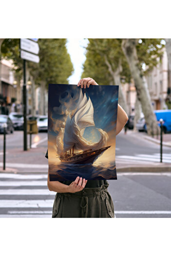 Rosaart Frameless Poster Abstract Ship - Digital Print - Ship Themed Poster