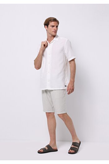 Colin's Ανδρικό κοντομάνικο πουκάμισο Comfort Fit Jacquard Ecru