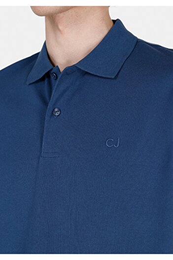 Colin's Regular Fit Polo Yaka Düz Erkek Mavi Pamuklu Kısa Kol Tişört