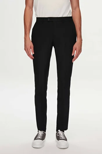 Twn Black Gabardine Fabric Trousers