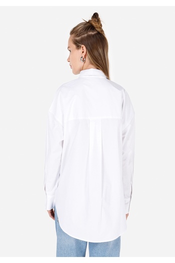 Colin's Relaxed Fit Shirt Neck Plain Women's White Long Sleeve Shirt